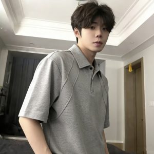 Summer Niche Men's Short-Sleeve Minimalist Polo Shirt with a Peter Pan Collar