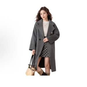 Women's Autumn/Winter Sophisticated & Elegant Straight-Cut Coat – Chic, Structured Style with Lapel Collar and Brooch Accessory